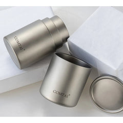 For Home Outdoor Camping Double Wall Titanium Water Cup Coffee Tea Mug With Lid 07FC0E-D4 - KOEEK
