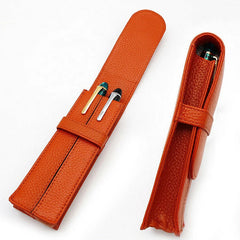 Leather Fountain Pen Case 2 Pen Holder Case Pouch 07FC0E-D4 - KOEEK