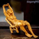 6.28 in Exquisitely Wooden Buddha Statue Elder Rohan Wood Carving Ornament 07FC0E-D4 - KOEEK
