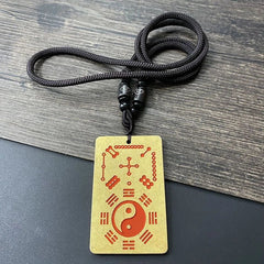 Taoist Brass Pendant Taiji Bagua Symbol Amulet Pendant Necklace for Men Women 07FC0E-D4 - KOEEK