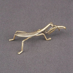 7.8cm Exquisitely Chinese Retro Brass Mantis Desktop Ornament Tea Pet Handicraft 07FC0E-D4 - KOEEK