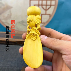 Boxwood Carved Gourd Tea Scoop Tea Accessories Fidget Hand Piece Home Décor 07FC0E-D4 - KOEEK