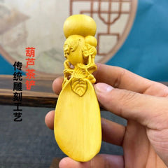 Boxwood Carved Gourd Tea Scoop Tea Accessories Fidget Hand Piece Home Décor 07FC0E-D4 - KOEEK