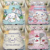 Cartoon Duvet Cinnamoroll Cover Bed Sheet Pillowcase Set for Twin Queen King Bed 07FC0E-D4 - KOEEK