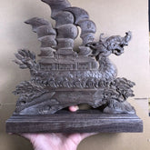 24cm Vietnamese Agarwood Zhuang Dragon Boat Feng Shui Sailing Figurine Decor 07FC0E-D4 - KOEEK