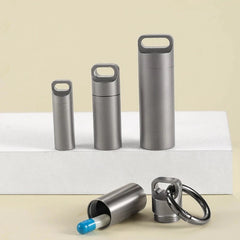 Titanium Pill Case Portable Keychain Waterproof Pill Holder Container Organizer 07FC0E-D4 - KOEEK