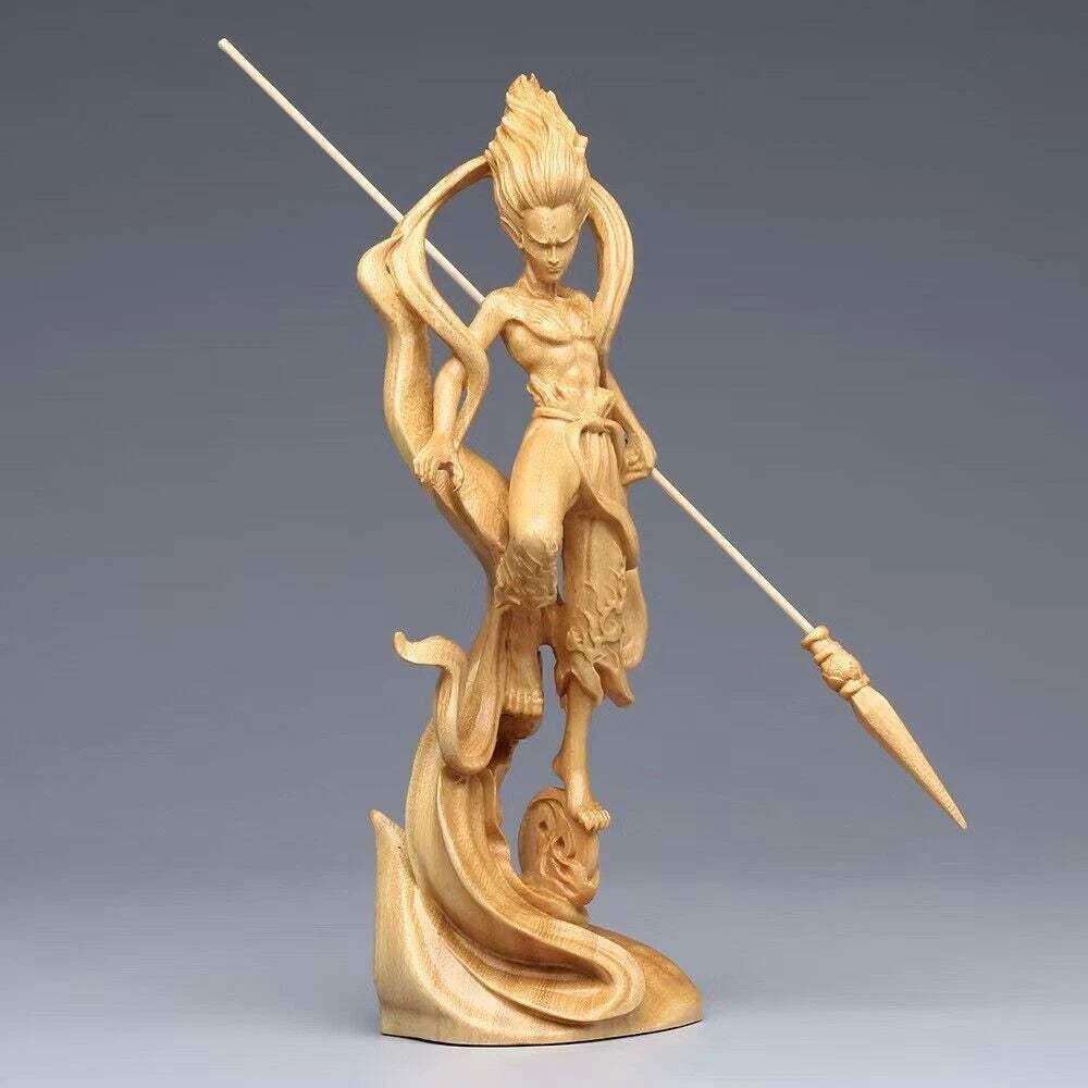 Thuja sutchuenensis Wood Carving - Nezha Figure Model Decor,Car Decoration, Gift 07FC0E-D4 - KOEEK