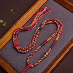 Tibetan Style Six Word Mantra Handmade Braided Cotton Cord Necklace Pendant 07FC0E-D4 - KOEEK