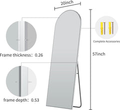 57"x20" Arched Full Length Mirror - Wall Mounted/Floor Mirror Full Body Mirrors 07FC0E-D4 - KOEEK