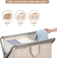 160L Foldable Laundry Basket with Wheels, Rolling Laundry Basket