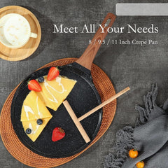 9.5 Inch Crepe Pan with Spreader,Nonstick Ceramic Flat Skillet Dosa Tawa Comales 07FC0E-D4 - KOEEK