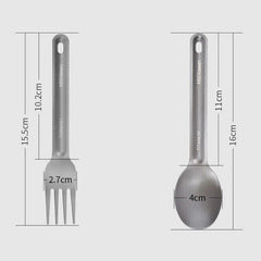 Pure Titanium Tableware Spoon +Fork Portable Outdoor Camping Travel EDC Tool 07FC0E-D4 - KOEEK