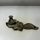 Antique Patina Lotus Backflow Incense Burner Creative Aromatherapy Base Decor 07FC0E-D4 - KOEEK