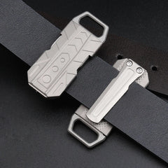 EDC Titanium Belt Buckle Portable Men's Belt Clip Waist Hang Keychain Crowbar 07FC0E-D4 - KOEEK