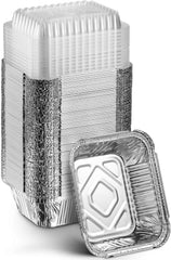 Disposable Takeout Pans Clear Lids | 1lb Capacity Aluminum Foil Food Containers 07FC0E-D4 - KOEEK