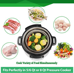 Steamer Basket for Instant Pot Accessories 6 qt or 8 quart - 2 Tier Stackable 07FC0E-D4 - KOEEK