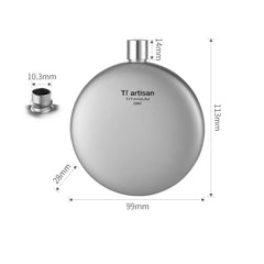 180ml Pure Titanium Hip Flask Portable Pocket Round Wine Bottle Outdoor Camping 07FC0E-D4 - KOEEK