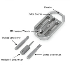 EDC Titanium Multi Tools Bottle Opener Crowbar Pocket with Bit Holder Keychain 07FC0E-D4 - KOEEK