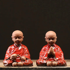 8.8cm Purple Clay Handmade Little Monk Zen Tea Pet Kung Fu Home Decoration 07FC0E-D4 - KOEEK