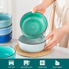Bonita Cereal Bowls Set of 6, 24 Oz Ceramic Bowls for Kitchen, Dishwasher