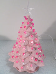 "Pink Glazed Ceramic Christmas Tree" ly Made/ Extra Lights 07FC0E-D4 - KOEEK