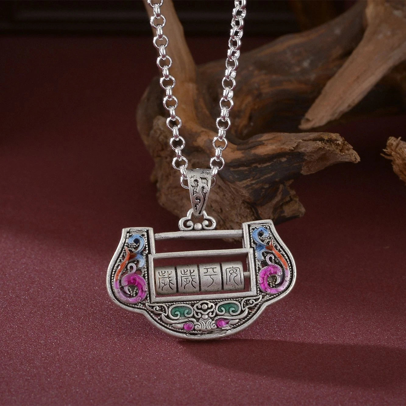 Lotus Enamel Pendant Necklace Elegant Cloisonne Jewelry Birthday Gift 07FC0E-D4 - KOEEK