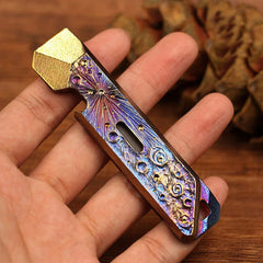 Outdoor Multi EDC Handmade TC4 Titanium Keychain Pry Bar Pendant Crowbar Opener 07FC0E-D4 - KOEEK