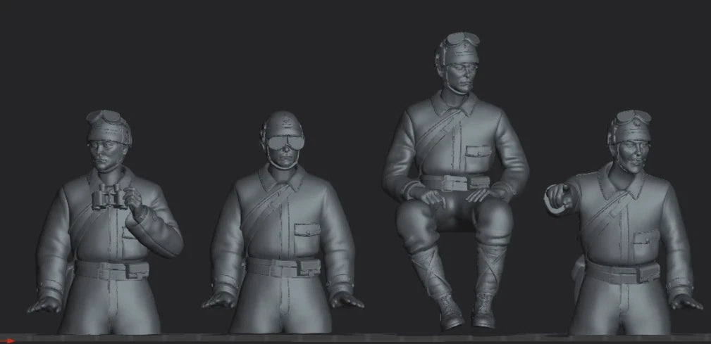 1/16 Resin WWII Japanese Tankers 4 figures half body Unpainted 07FC0E-D4 - KOEEK