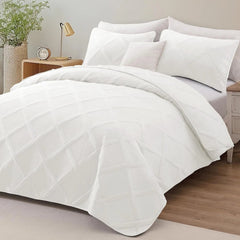 King Size Quilt Set with Modern Striped Pattern, 3 Pieces Summer Lightweight 07FC0E-D4 - KOEEK