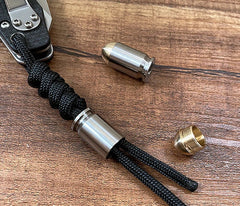 Titanium + Brass Parachute Cord Bead Necklace Keychain Pendant Lanyard EDC Bead 07FC0E-D4 - KOEEK