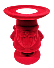 ! Bath Body Works RED FLOCKED SANTA GNOME 3-Wick Candle Holder Stand Pedestal 07FC0E-D4 - KOEEK
