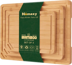 Organic Bamboo Cutting Board Set (for kitchen use), 3 pieces 07FC0E-D4 - KOEEK