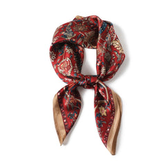 Mulberry Silk 27" Square Scarf Women Neckerchief Wrap Vintage Red Flower 07FC0E-D4 - KOEEK