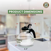 Borosilicate Glass Stove Top Whistling Tea Kettle 12 Cup/48oz Capacity -BPA-Free 07FC0E-D4 - KOEEK