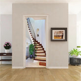 3D Wooden Stairs Self-adhesive Door Mural Door Wall Decals Wallpaper Stickers 07FC0E-D4 - KOEEK