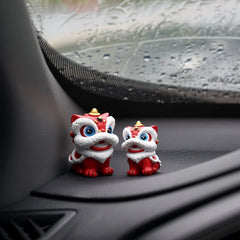 Chinese Style Lion Dance Car Ornament Dashboard Triangle Window Decor Gift 2pc 07FC0E-D4 - KOEEK