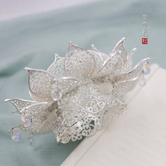 Chinese Style Lotus Flower Hair Clip Tassel Hairpin Step Shake Hanfu Headwear 07FC0E-D4 - KOEEK