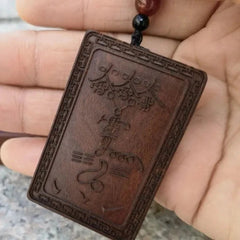Lightning-struck Jujube Wood Amulet Wang Lingguan Taoist Fengshui Pendant 07FC0E-D4 - KOEEK
