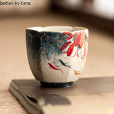Blue and White Porcelain Master Cup Handpainted Lotus Koi Fish Tea Tasting Cup 07FC0E-D4 - KOEEK
