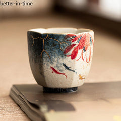 Blue and White Porcelain Master Cup Handpainted Lotus Koi Fish Tea Tasting Cup 07FC0E-D4 - KOEEK