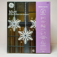 GE 10 CT 150 Light Snowflake Icicle Stylelights Random Sparkle Clear Christmas GE - KOEEK