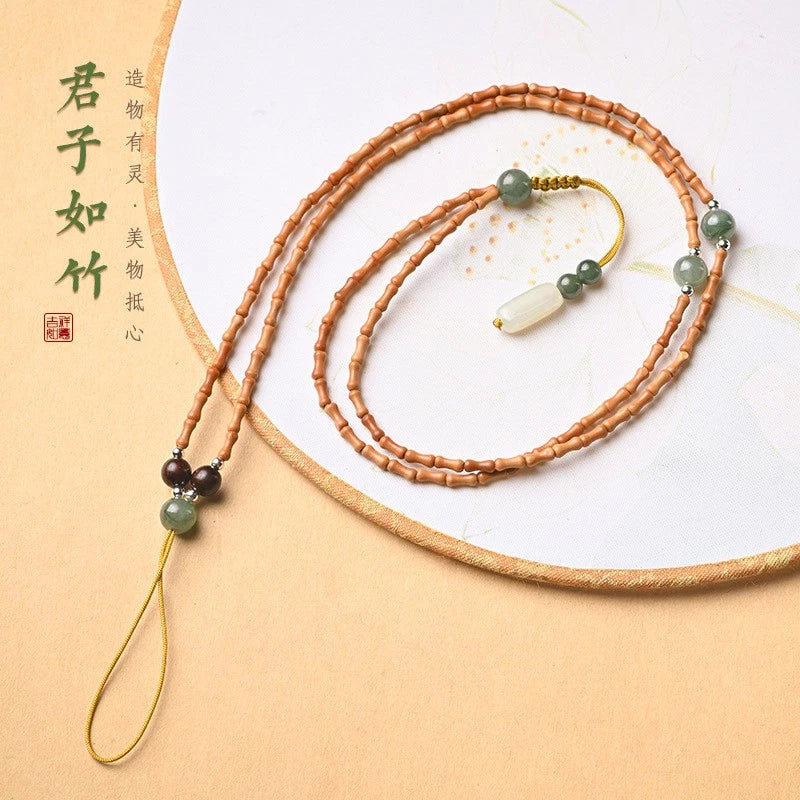 Bamboo Bead Necklace Pendant Cord Chain Adjustable Phone Lanyard Strap 07FC0E-D4 - KOEEK