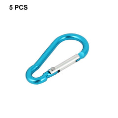 Hiking Aluminum Bottle Key Holder Carabiner Hooks Teal 4cm Long 5PCS 07FC0E-D4 - KOEEK