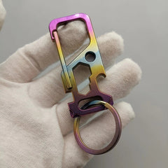 Titanium Alloy Mechanic Key Chain Multi Tools EDC Card Carabiner with Key Ring 07FC0E-D4 - KOEEK