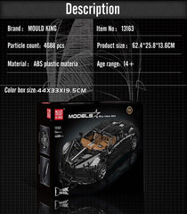 new Mould King 13163 Black Lacquer Racing Super Car RC Model Building Block Toy MOC MOULD KING - KOEEK