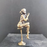 64mm Brass Bar Chair Girl Statue Hot Beauty Model Artwork Collection Toy Decor 07FC0E-D4 - KOEEK