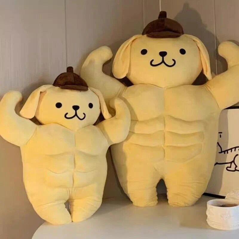 Funny Muscle Pom Pom Purin Plush Doll Cute Anime Cushion Pillow Soft Stuffed Toy 07FC0E-D4 - KOEEK