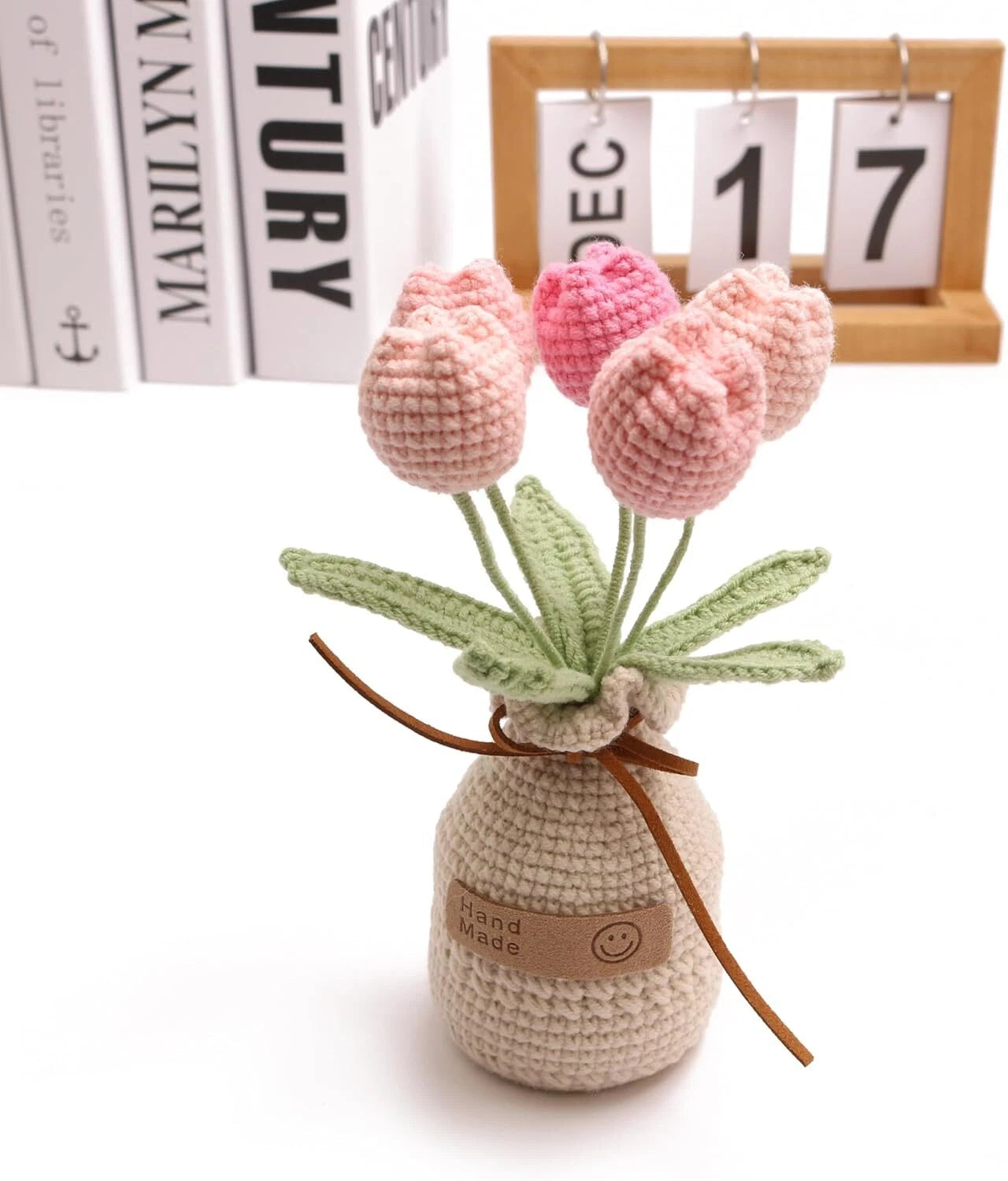 Crochet Woven Tulips with Wool,Simulation Plant Crochet Hand-Woven Flowers 07FC0E-D4 - KOEEK