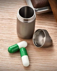 Titanium Waterproof Pill Holder Case Organizer Container Portable Keychain EDC 07FC0E-D4 - KOEEK