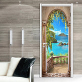 3D Arch Terrace Seascape Self Adhesive Mural Wall Bedroom Door Sticker Decor 07FC0E-D4 - KOEEK